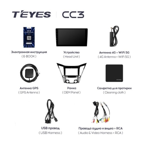 Штатная магнитола Teyes CC3 4/64 ГБ для Hyundai Sonata VI (YF) 2009-2014 на Android 10.0