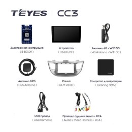 Штатная магнитола Teyes CC3 6/128 ГБ для Hyundai Tucson III 2015-2018 на Android 10.0