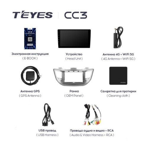 Штатная магнитола Teyes CC3 6/128 ГБ для Hyundai Tucson III 2015-2018 на Android 10.0