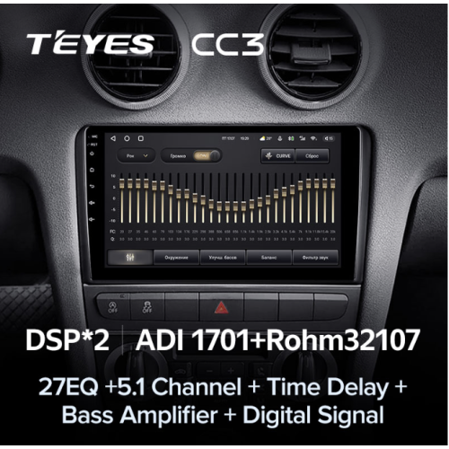 Штатная магнитола Teyes CC3 6/128 ГБ для Audi A3 II (8P) 2007-2013 на Android 10.0