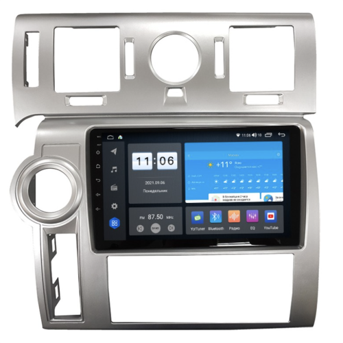 Штатная магнитола Vomi ZX488R9-9863-LTE для Hummer H2 2007-2009 квадратные воздуховоды cерый на Android 10.0
