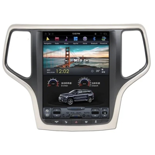 Магнитола Тесла CarMedia ZF-1217G-DSP Tesla-Style для Jeep Grand Cherokee 2013+ (рамка цвет: шампань) на Android 9.0