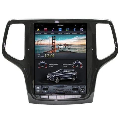 Магнитола Тесла CarMedia ZF-1217B-DSP Tesla-Style для Jeep Grand Cherokee 2013+ (рамка цвет: черная) на Android 9.0