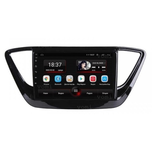 Штатная магнитола Vomi AK490R9-MTK для Hyundai Solaris 2017+ черный глянец на Android 10.0