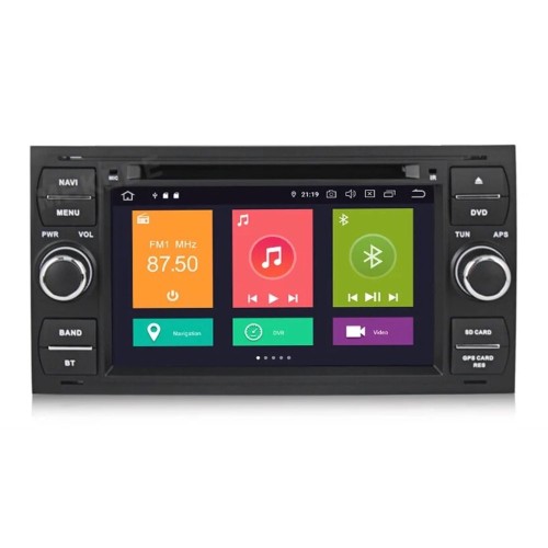 Штатная магнитола CarMedia MKD-7031S-P6 для Ford Focus 2 2005-2007, Transit 2006-2015, C-Max 2003-2010, Fusion 2005-2012 (230х120мм) черный на Android 10.0