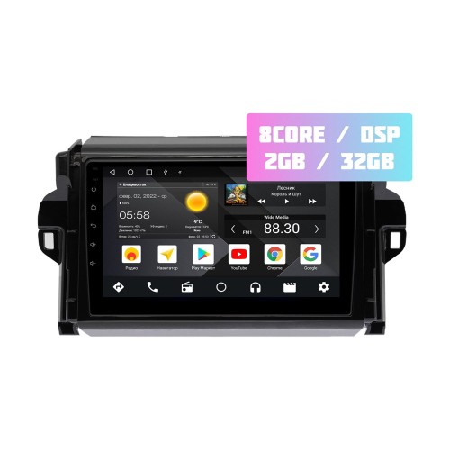 Wide Media MT9106QT-2/32 для Toyota Fortuner II 2015-2025 на Android 10.0