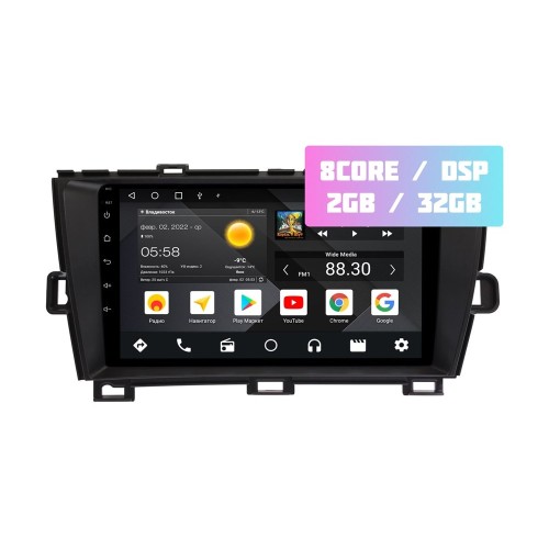 Wide Media MT9210QT-2/32 для Toyota Prius III (XW30) 2009-2015 (левый руль) на Android 10.0