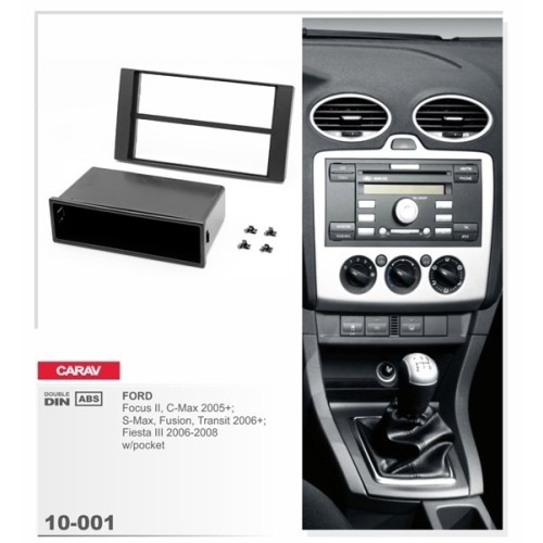Переходная рамка CARAV 10-001/Incar RFO-N02 (Ford Focus II, C-Max 2005+, S-Max, Fusion, Transit 2006+, Fiesta III 2006-2008 w/pocket)