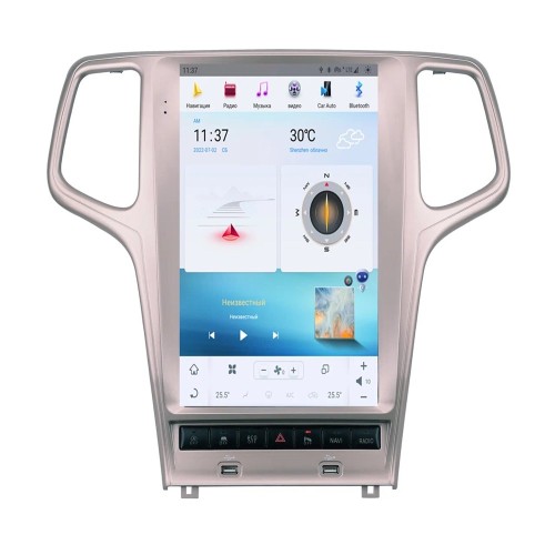 Магнитола Тесла CarMedia ZF-1823G-Q6 Tesla-Style для JEEP Grand Cherokee 2013+ (цвет шампань) на Android 11.0