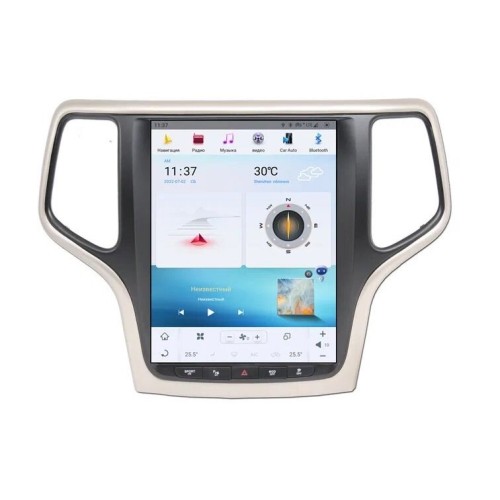 Магнитола Тесла CarMedia ZF-1217G-Q6 Tesla-Style для Jeep Grand Cherokee 2013+ (рамка цвет: шампань) на Android 11.0