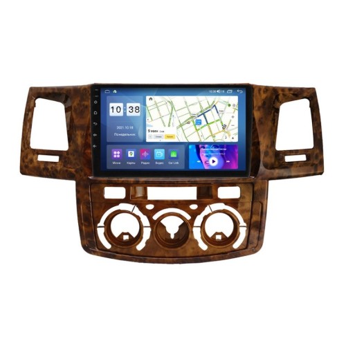 Штатная магнитола Parafar для Toyota Hilux/Fortuner 2005 - 2008 (авто с кондиционером) цвет дерево на Android 11.0 (PF066ACWUHD)