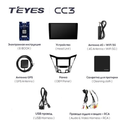 Штатная магнитола Teyes CC3 4/32 ГБ для Hyundai Sonata VI (YF) 2009-2014 на Android 10.0
