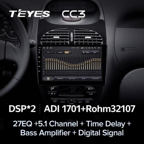 Штатная магнитола Teyes CC3 4/32 ГБ для Peugeot 206 1998-2012 на Android 10.0