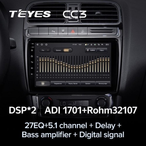 Штатная магнитола Teyes CC3 4/32 ГБ для Volkswagen Polo 5 2009-2019 на Android 10.0