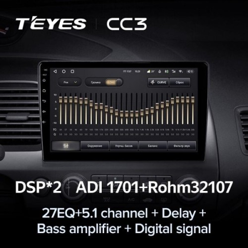 Штатная магнитола Teyes CC3 4/32 ГБ для Honda Civic 8 (VIII) 2006-2012 на Android 10.0