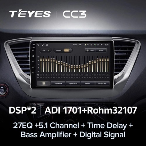 Штатная магнитола Teyes CC3 4/32 ГБ для Hyundai Solaris II 2017-2020 на Android 10.0