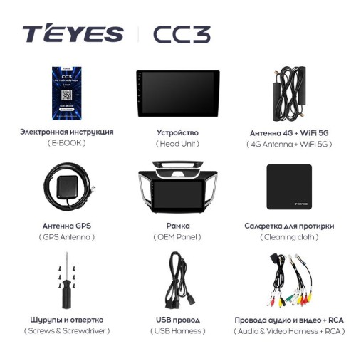 Штатная магнитола Teyes CC3 4/32 ГБ для Hyundai Creta 2016-2021 на Android 10.0