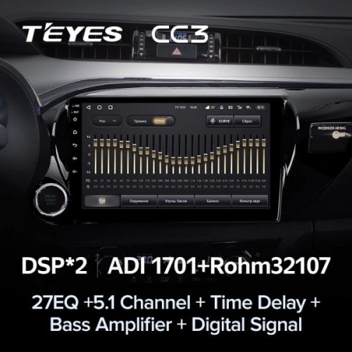 Штатная магнитола Teyes CC3 4/32 ГБ для Toyota Hilux 2015-2020 на Android 10.0
