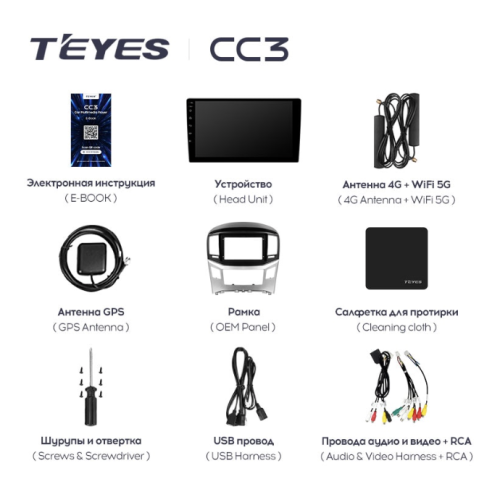 Штатная магнитола Teyes CC3 4/32 GB для Hyundai H1 Starex II 2016-2022 на Android 10.0
