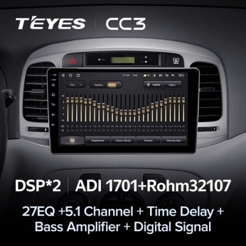 Штатная магнитола Teyes CC3 4/32 ГБ для Hyundai Accent, Verna 2005-2011 на Android 10.0