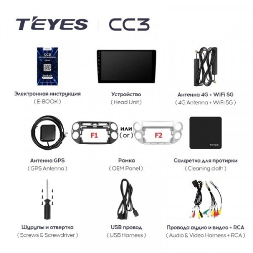 Штатная магнитола Teyes CC3 4/32 ГБ для Volkswagen Tiguan 2007-2016 на Android 10.0