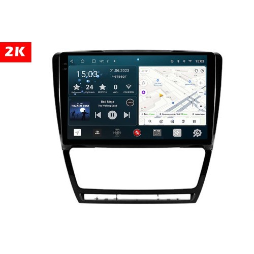 Штатная магнитола Redpower Slim 2K 71005B для Skoda Octavia II (A5) 2004-2013 с климат-контролем (черная) на Android 10.0