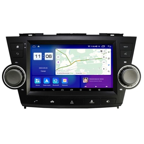 Автомагнитола Parafar для Toyota Highlander 2007-2013 (c кнопкой аварийки) (экран 2K) на Android 11.0 (PF035T2U2K)