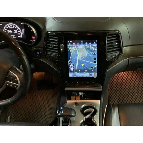 Магнитола Тесла CarMedia ZF-1217B-DSP Tesla-Style для Jeep Grand Cherokee 2013+ (рамка цвет: черная) на Android 9.0
