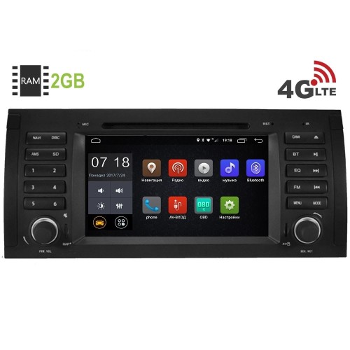 Штатная магнитола LeTrun 1475 BMW 5 E39 (1995-2003) / 7 E38 (1995-2001) / X5 E53 (1999-2006) Android 6.0.1 7 дюймов (4G LTE 2GB)