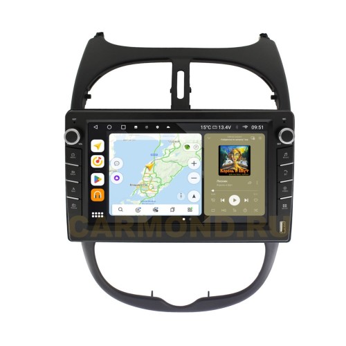 Штатная магнитола Wide Media MT9117QU-B-4/32 для Peugeot 206 1998-2012 (с кнопками) на Android 10.0