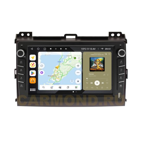 Штатная магнитола Wide Media MT9064QU-B-4/32 для Toyota Land Cruiser Prado 120 2002-2009 (с усил.) (с кнопками) на Android 10.0