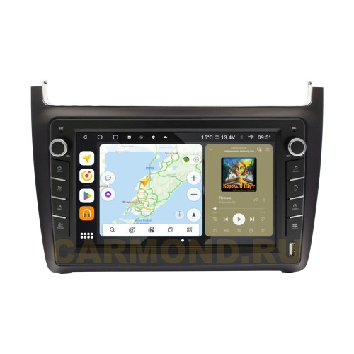 Штатная магнитола Wide Media MT910QU-B-4/32 для Volkswagen Polo 5 2009-2019 (с кнопками) на Android 10.0