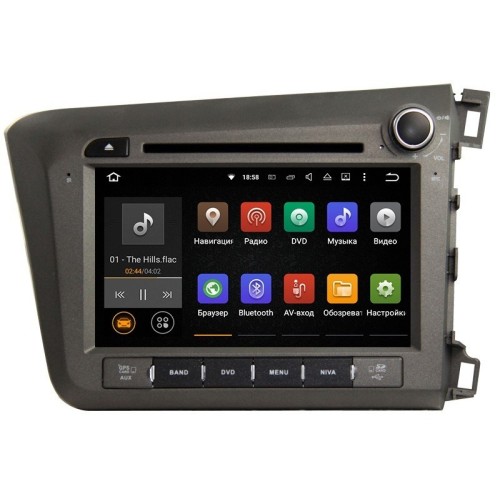 Штатная магнитола Ksize DVA-ZN7018 Honda Civic 2011 - 2013 Android 6.0.1 (правый руль)