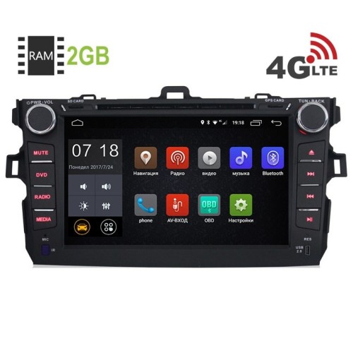 Штатная магнитола LeTrun 1423 Toyota Corolla 07-12 6.0.1 8 дюймов (4G LTE 2GB)