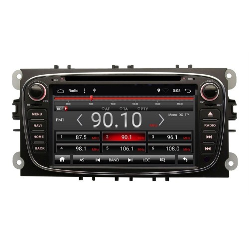 Штатная магнитола Ksize DVA-VS7A600ND для Ford (универсальная, овальная, чёрная) Android 7