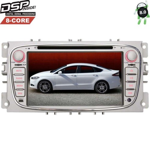 Штатная магнитола Ford Focus, Mondeo, S-Max, Galaxy, C-Max LeTrun 2524 DSP на Android 8.0 (серебро)