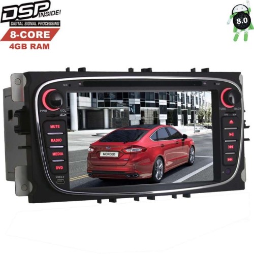 Штатная магнитола Ford Focus, Mondeo, S-Max, Galaxy, C-Max LeTrun 2525 DSP на Android 8.0 (черный)